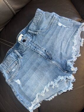 H&M Light Blue Frayed Hem Denim Shorts